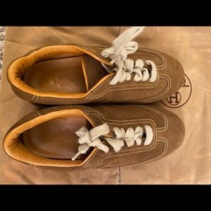 Hermes Suede Goat skin goal low-top sneakers naturel